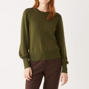 Frank & Oak Merino Crewneck Sweater in Dark Olive Green